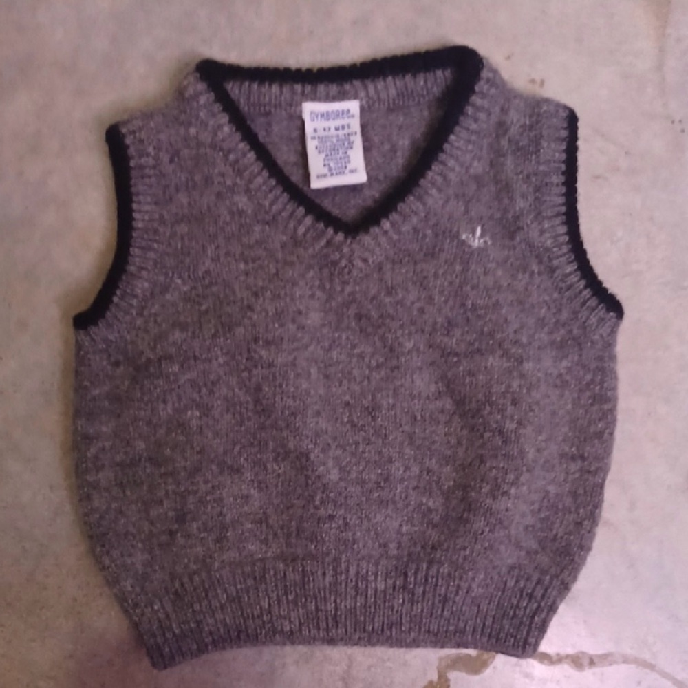 Gymboree Gray 100% Wool Knit Sweater Vest Size 6 To 12 Months